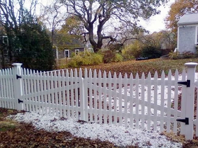 Picket Fence Double Nantucket Cedar Gate Stained -Picket Fence 4