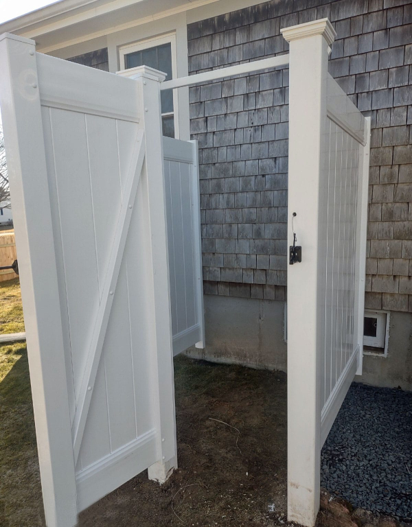 White Vinyl Shower with Door open - Enclosure 22